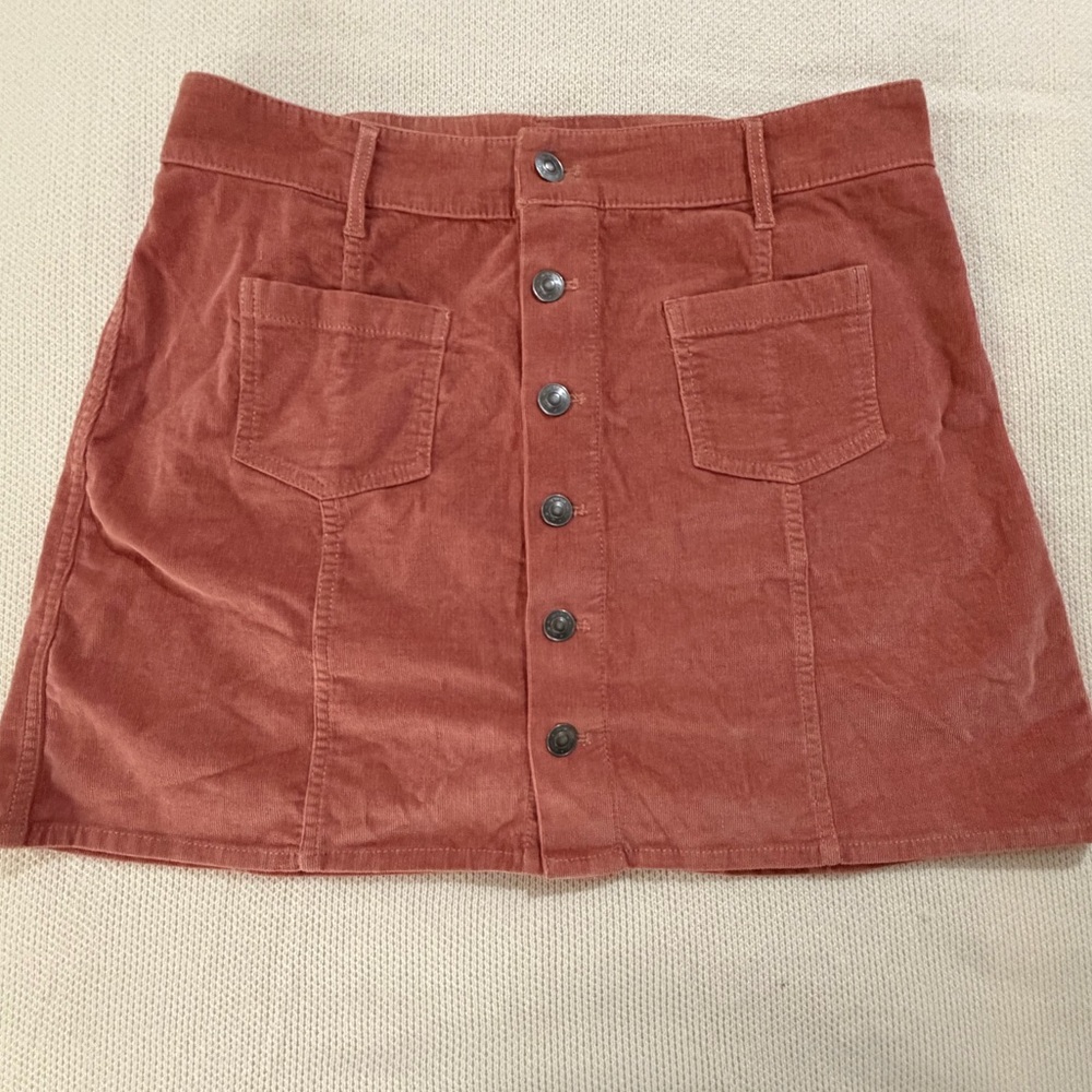 AERIE Women’s Corduroy Mini Button Skirt size L. - Picture 3 of 9